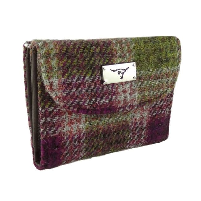 Ladies Authentic Harris Tweed Heather Check Short Purse
