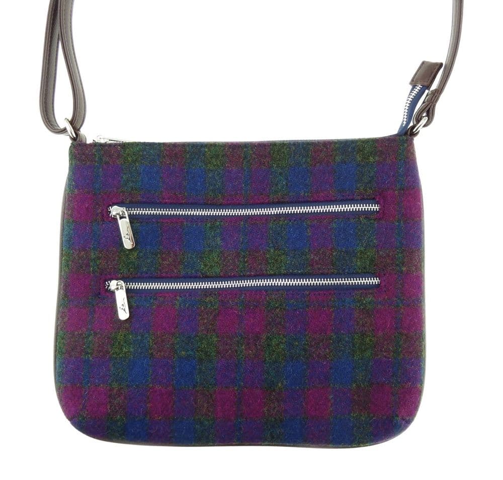 Ladies Authentic Harris Tweed Heather Check Teviot Multi-Zip Bag