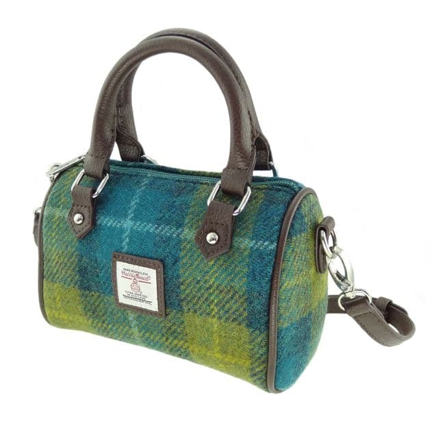 Ladies Authentic Harris Tweed Kilbride Mini Bowling Bag Blue Check