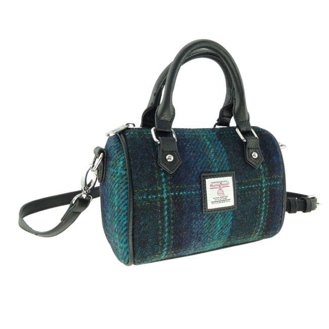 Ladies Authentic Harris Tweed Kilbride Mini Bowling Bag Dark Green Check