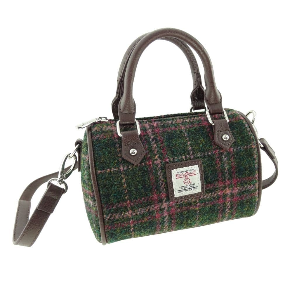 Ladies Authentic Harris Tweed Kilbride Mini Bowling Bag Green Check