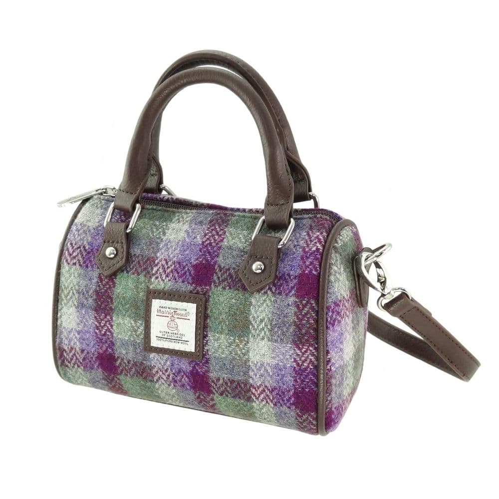 Ladies Authentic Harris Tweed Kilbride Mini Bowling Bag Green Small Check