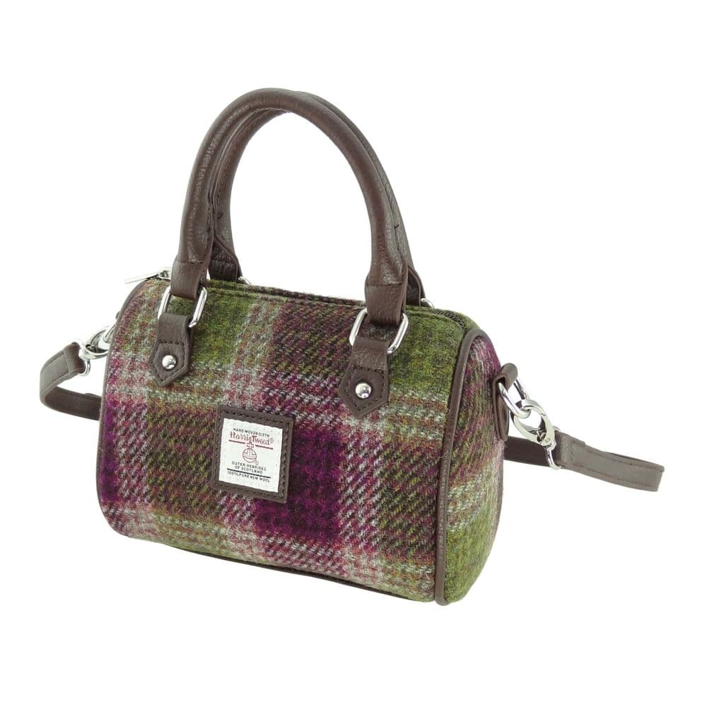 Ladies Authentic Harris Tweed Kilbride Mini Bowling Bag Heather Check