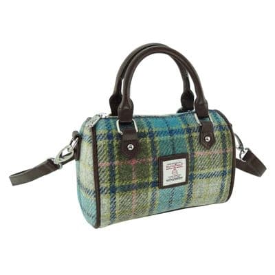 Ladies Authentic Harris Tweed Kilbride Mini Bowling Bag  Light Blue Check