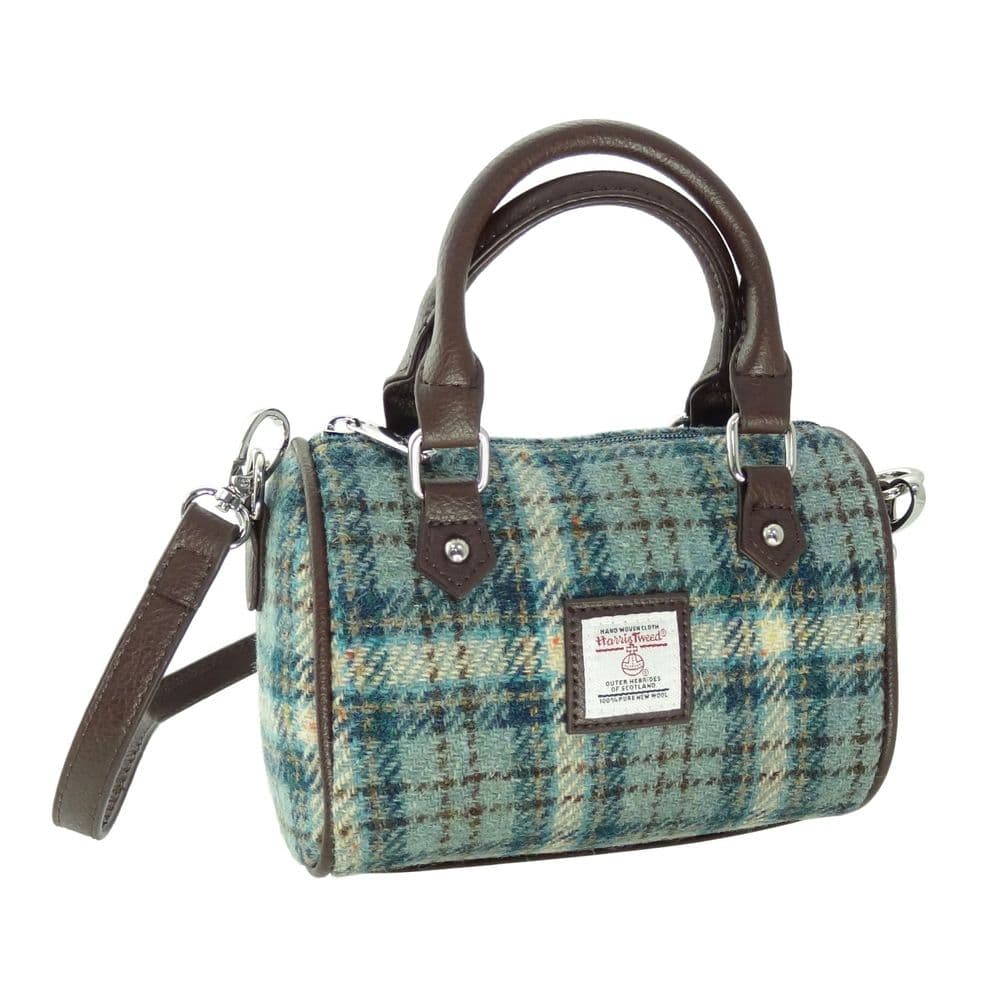 Ladies Authentic Harris Tweed Kilbride Mini Bowling Bag Light Green Check