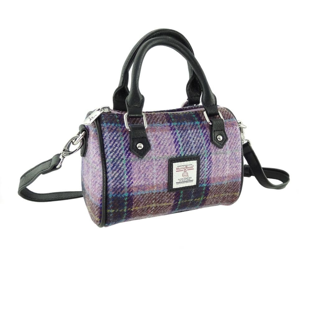 Ladies Authentic Harris Tweed Kilbride Mini Bowling Bag Pink / Lilac Check