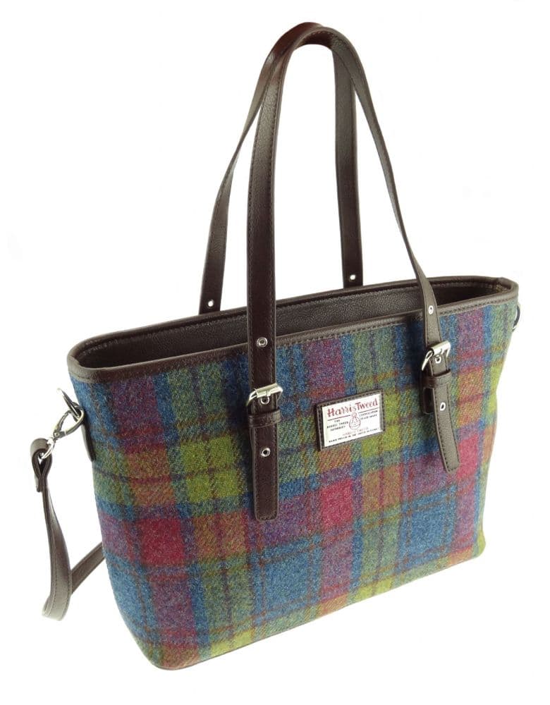 Ladies Authentic Harris Tweed Large Tote Bag Buchanan Tartan