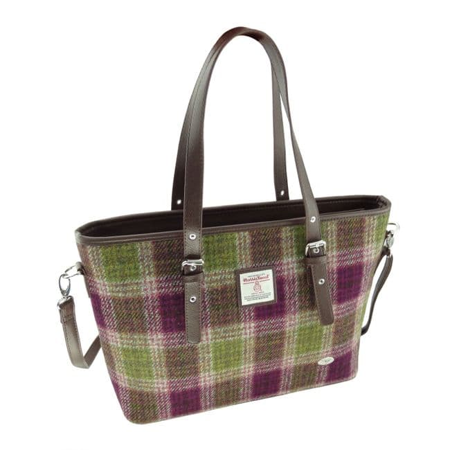 Ladies Authentic Harris Tweed Large Tote Bag Heather Check