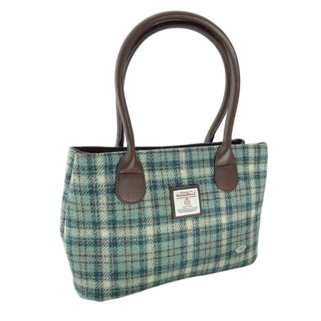 Ladies Authentic Harris Tweed Light Green Check Classic Handbag