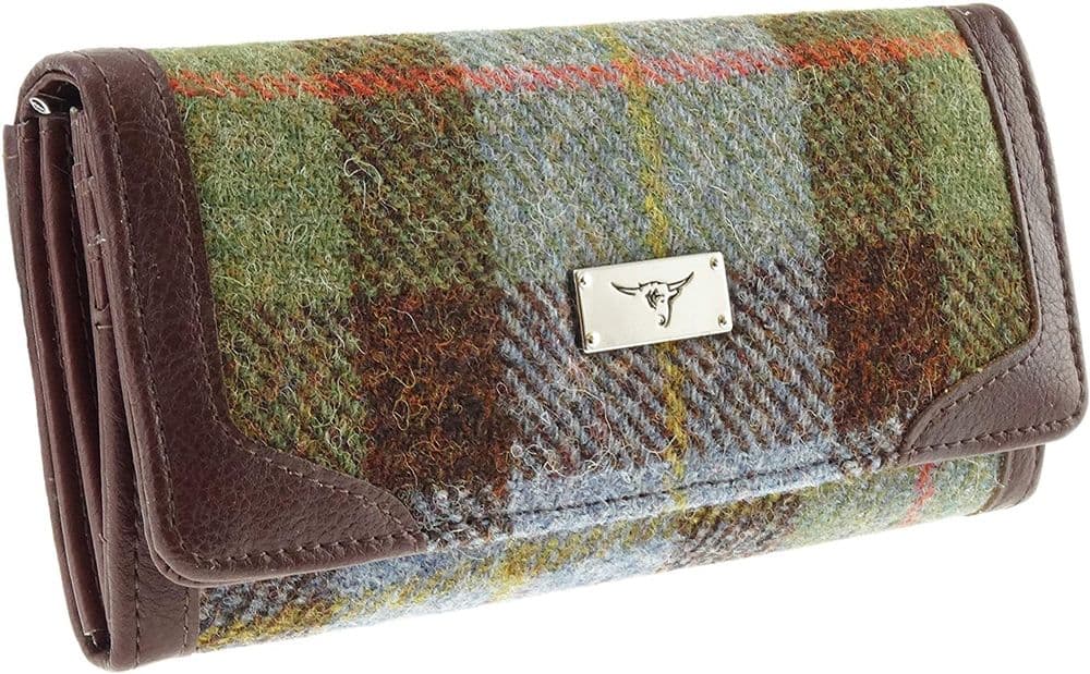 Ladies Authentic Harris Tweed MacLeod Tartan Long Purse