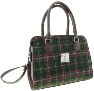 Ladies Authentic Harris Tweed Midi Tote Findhorn Bag Green Check
