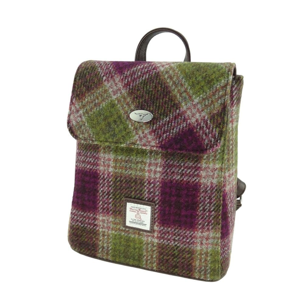 Ladies Authentic Harris Tweed Mini Backpack Heather Check