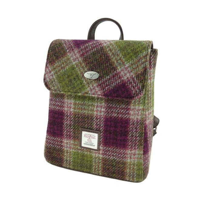 Ladies Authentic Harris Tweed Mini Backpack Heather Check