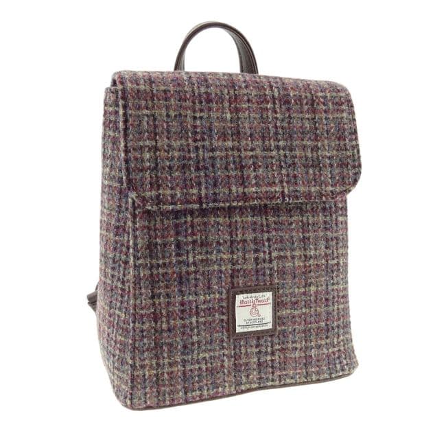Ladies Authentic Harris Tweed Mini Backpack Multi Colour Weave