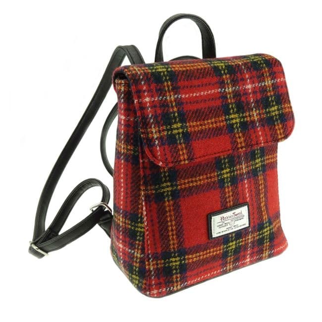 Ladies Authentic Harris Tweed Mini Backpack Traditional Royal Stewart Tartan