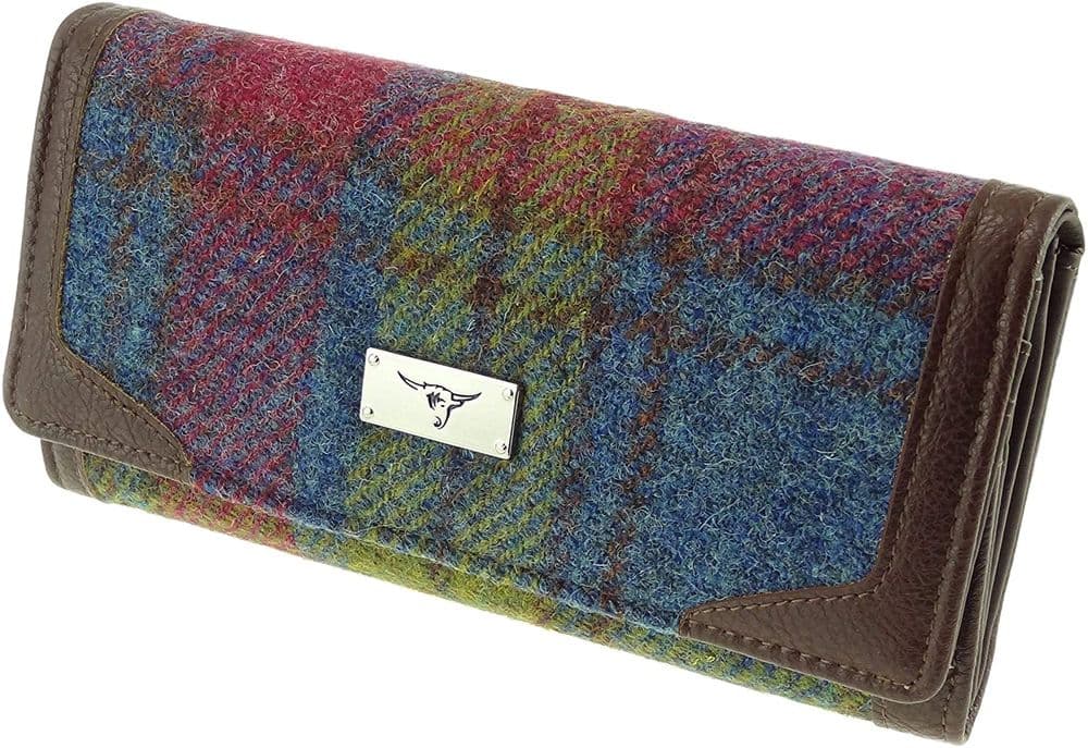 Ladies Authentic Harris Tweed Multi Colour Long Purse
