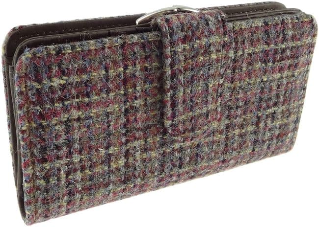 Ladies Authentic Harris Tweed Multi Colour Weave Long Clasp Purse