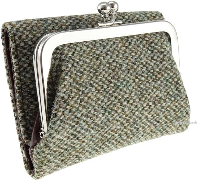 Ladies Authentic Harris Tweed Oatmeal Fleck Clasp Purse