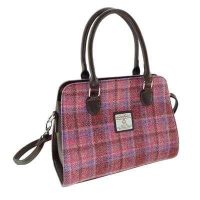 Ladies Authentic Harris Tweed Pink Check Midi Tote Findhorn Handbag