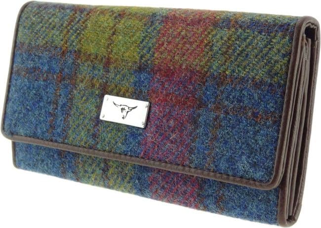 Ladies Authentic Harris Tweed Purse in Multi Colour Tartan with ID window