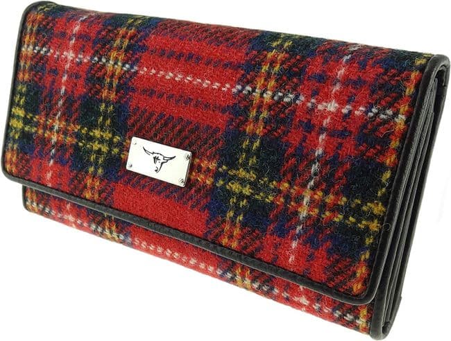 Ladies Authentic Harris Tweed Purse in Royal Stewart Tartan with ID window