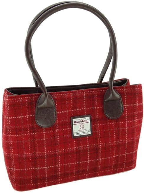 Ladies Authentic Harris Tweed Red Check Classic Handbag