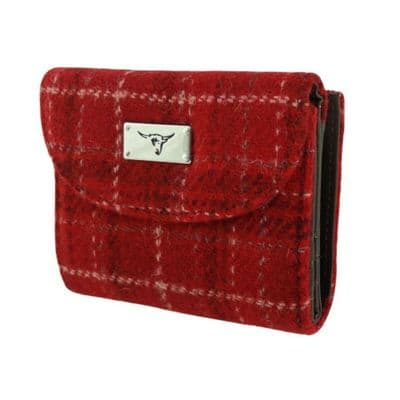 Ladies Authentic Harris Tweed Red Check Short Purse