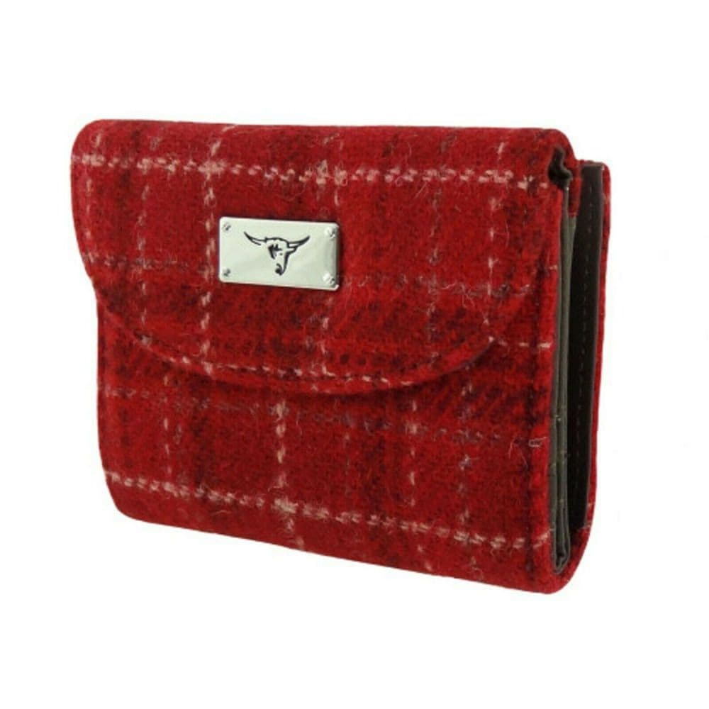 Ladies Authentic Harris Tweed Red Check Short Purse