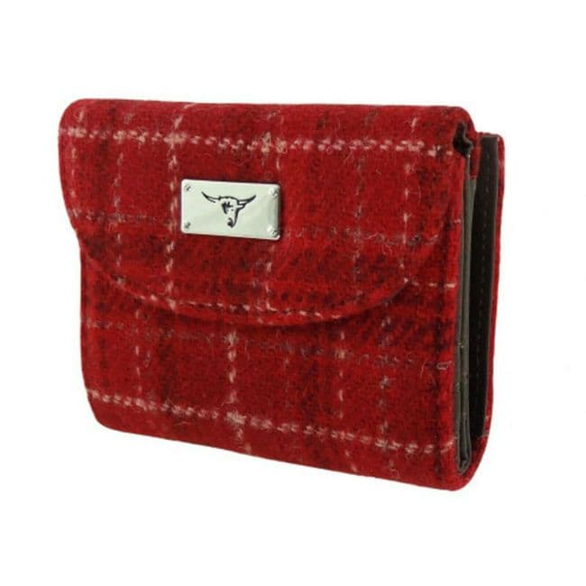 Ladies Authentic Harris Tweed Red Check Short Purse