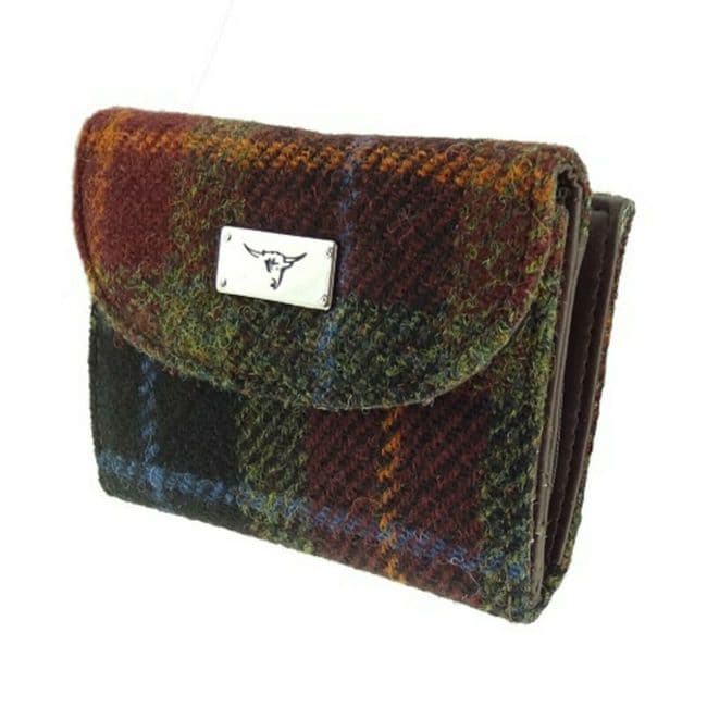Ladies Authentic Harris Tweed Rust Check Short Purse