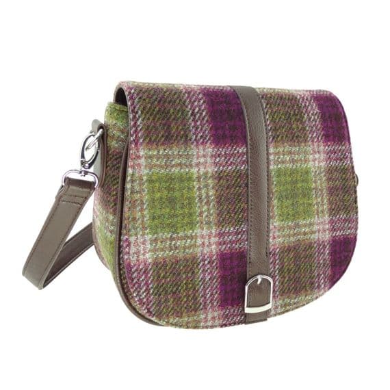 Ladies Authentic Harris Tweed Shoulder Bag Heather  Check