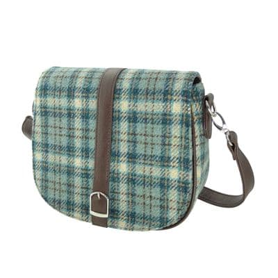 Ladies Authentic Harris Tweed Shoulder Bag Light Green Check