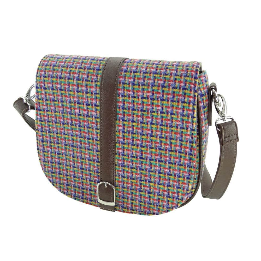 Ladies Authentic Harris Tweed Shoulder Bag Multi Coloured Check