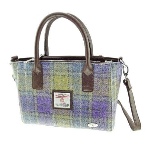 Ladies Authentic Harris Tweed Small Muted Lilac Check Tote Bag