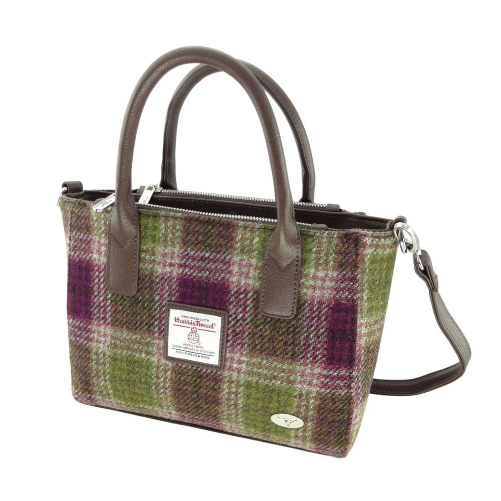 Ladies Authentic Harris Tweed Small Tote Bag Heather Check