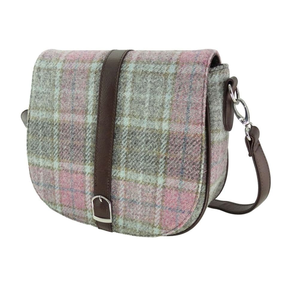 Ladies Authentic Harris Tweed Soft Pink Buchanan Check Shoulder Bag