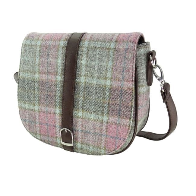 Ladies Authentic Harris Tweed Soft Pink Buchanan Check Shoulder Bag