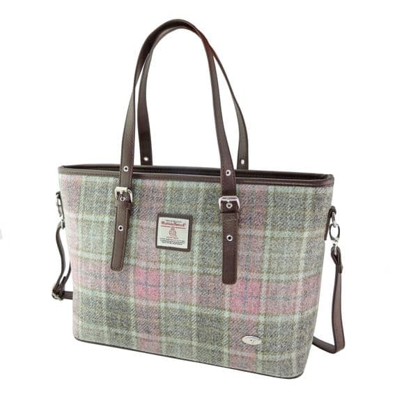 Ladies Authentic Harris Tweed Soft Pink Buchanan Large Tote Bag
