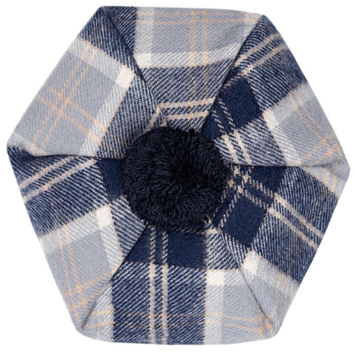 Ladies Bannockbane Grey Tartan Lambswool Tam - Made in Scotland