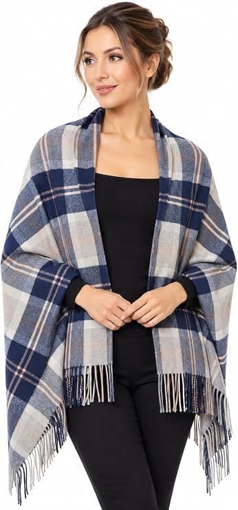 Ladies Bannockbane Grey Tartan Pure Lambswool Stole - Made in Scotland
