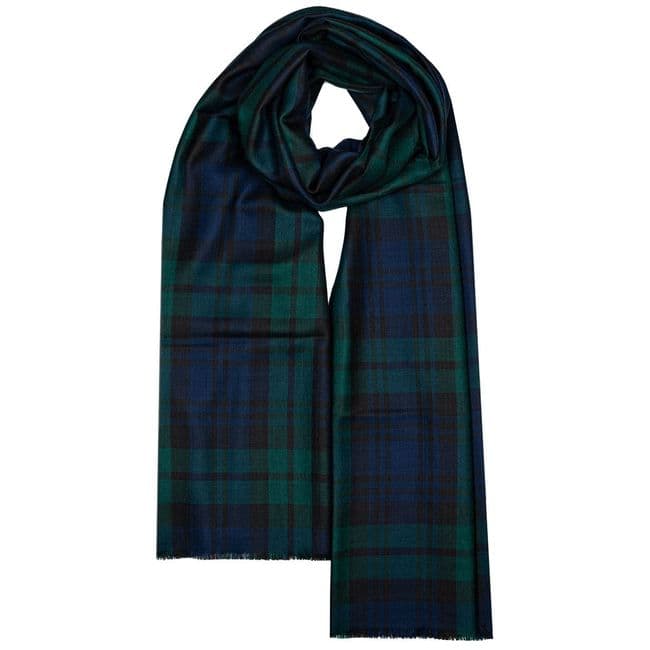 Ladies Black Watch Modern Tartan Extra Fine Merino Wool Stole - Made in Scotland