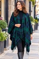 Ladies Black Watch Tartan Lambswool Cape - Made in Scotland