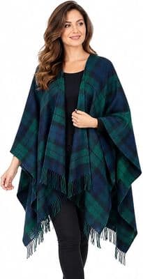 Ladies Black Watch Tartan Lambswool Cape - Made in Scotland
