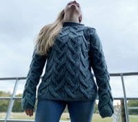 Ladies British Wool Summer Storm Tunic Cable Aran Sweater