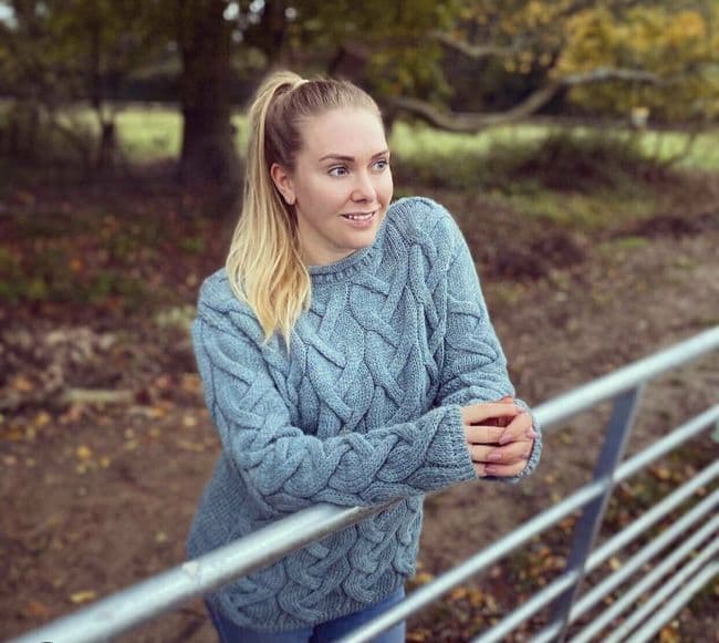 Ladies British Wool Summer Storm Tunic Cable Arran Sweater