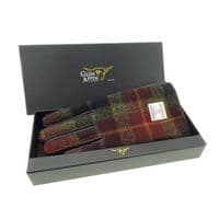 Rust Check Harris Tweed Gloves | Brown Leather
