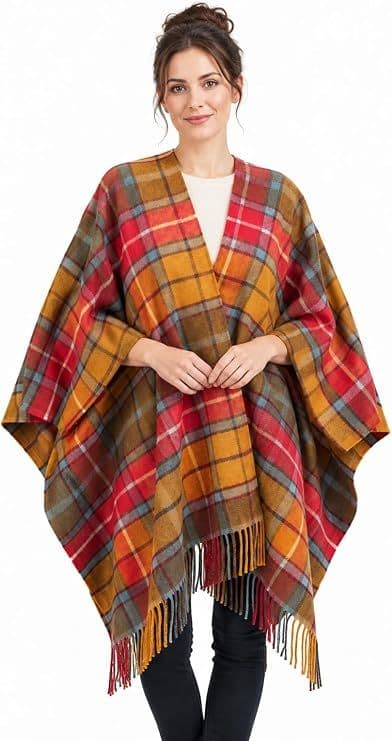 Ladies Buchanan Antique Tartan Lambswool Cape - Made in Scotland