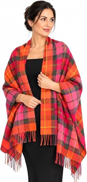 Ladies Buchanan Rose Tartan Pure Lambswool Stole - Made in Scotland