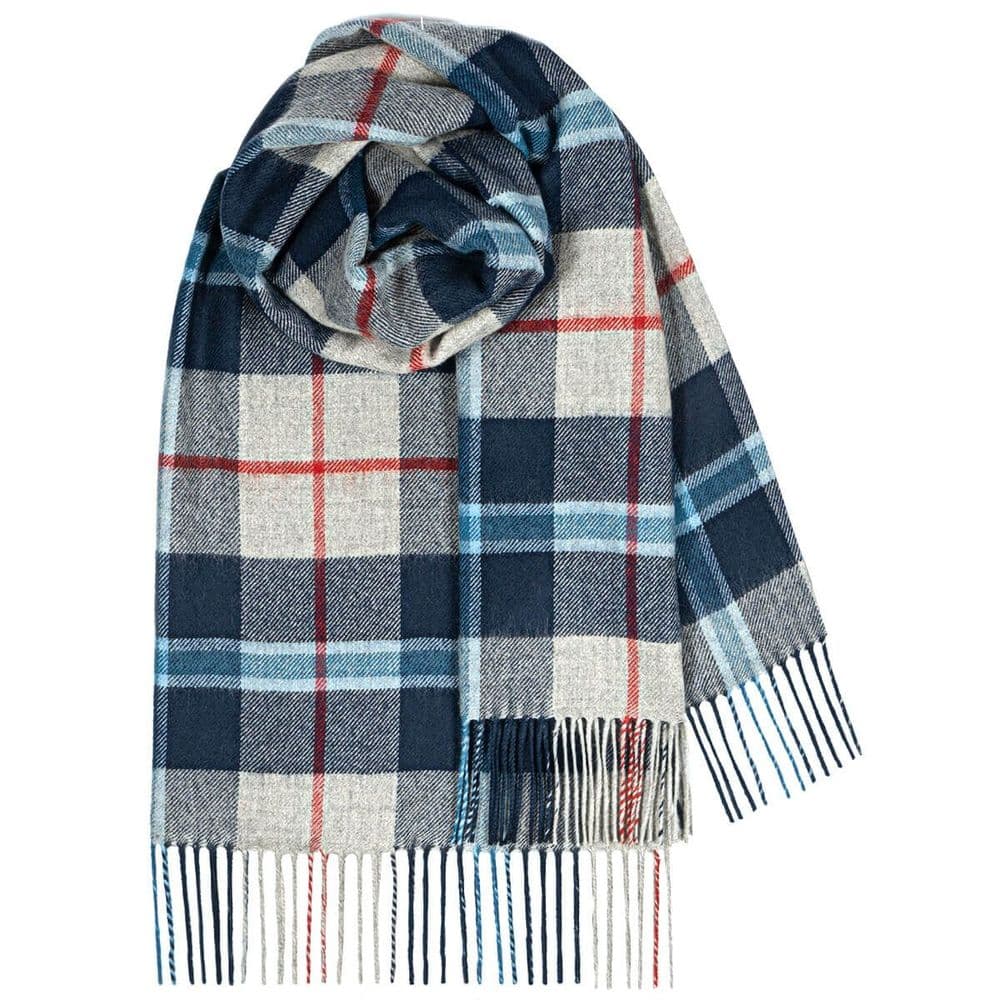 Ladies Douglas Navy Tartan Pure Lambswool Stole - Made in Scotland