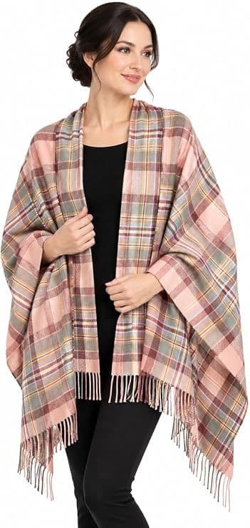 Ladies Dundee Rose Tartan Pure Lambswool Stole - Made in Scotland